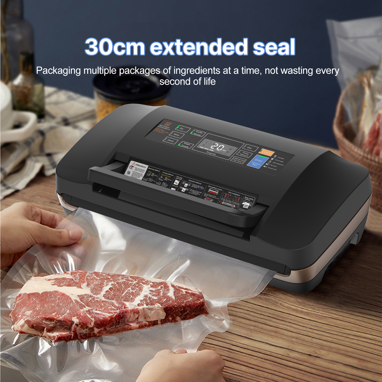 Meal Prep Vacuum Seal - Food Vacuum Sealer Machine with Dry/Wet