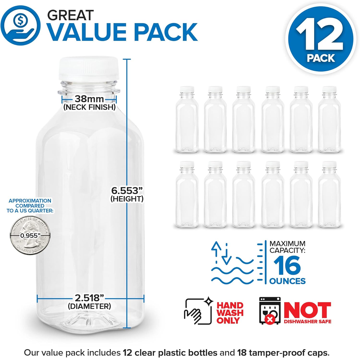 16 oz Clear Plastic Juice Bott - مراجعة Meal Prep Juice Bottles وسعره
