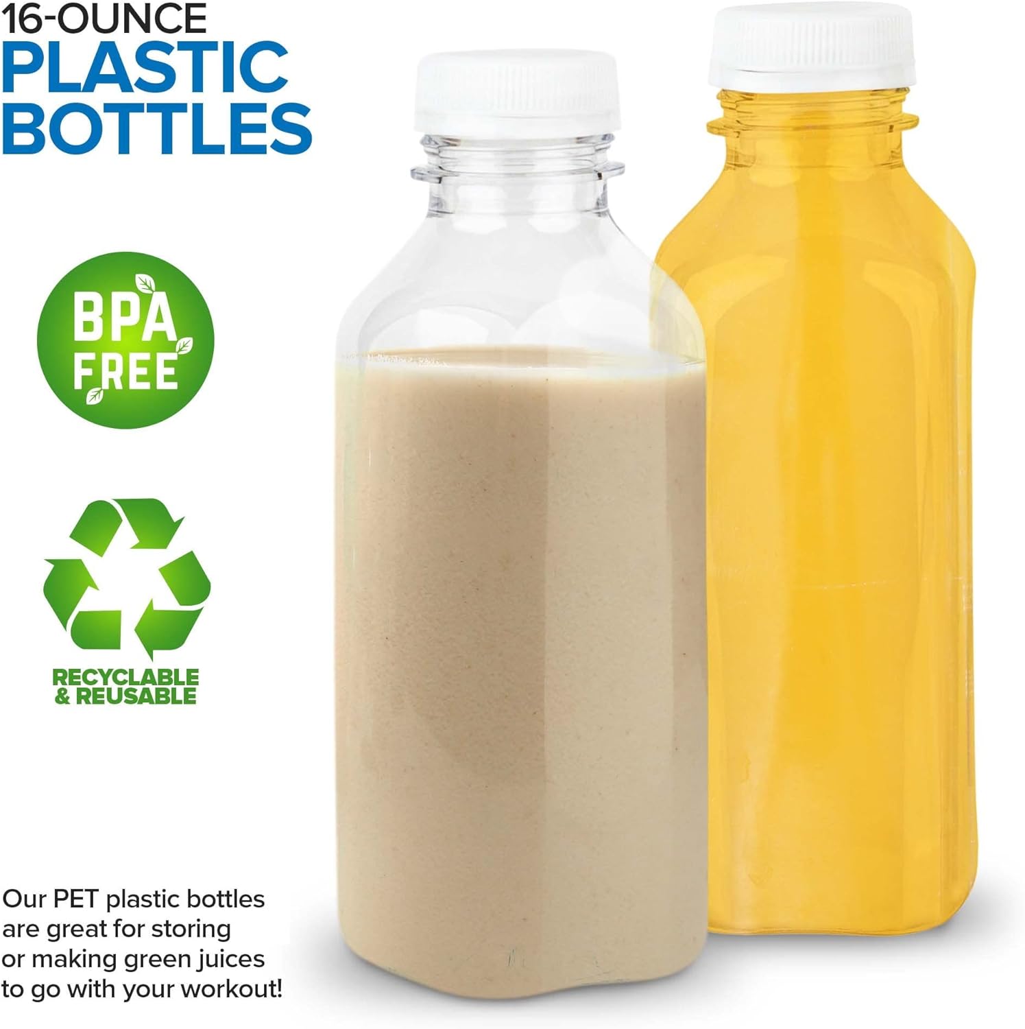 16 oz Clear Plastic Juice Bott - مراجعة Meal Prep Juice Bottles وسعره
