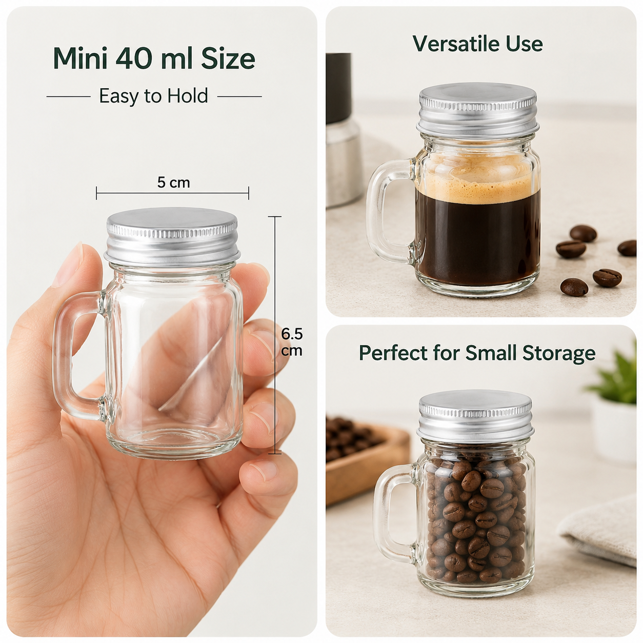 40ml Mini Glass Jar with Handl - مراجعة Meal Prep Juice Bottles وسعره