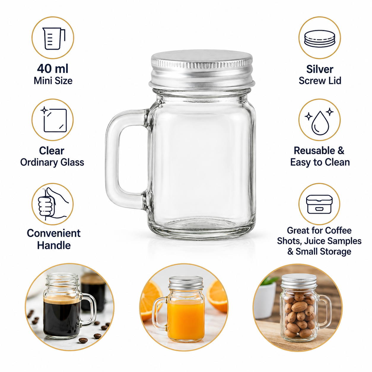 40ml Mini Glass Jar with Handl - مراجعة Meal Prep Juice Bottles وسعره
