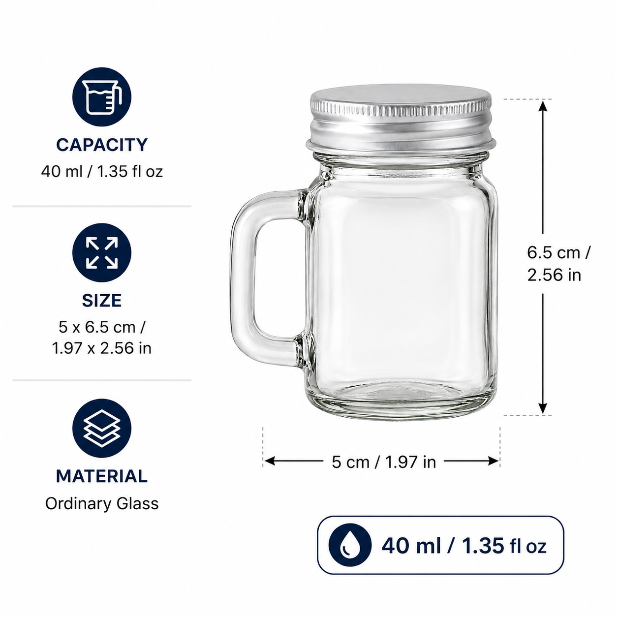 40ml Mini Glass Jar with Handl - مراجعة Meal Prep Juice Bottles وسعره