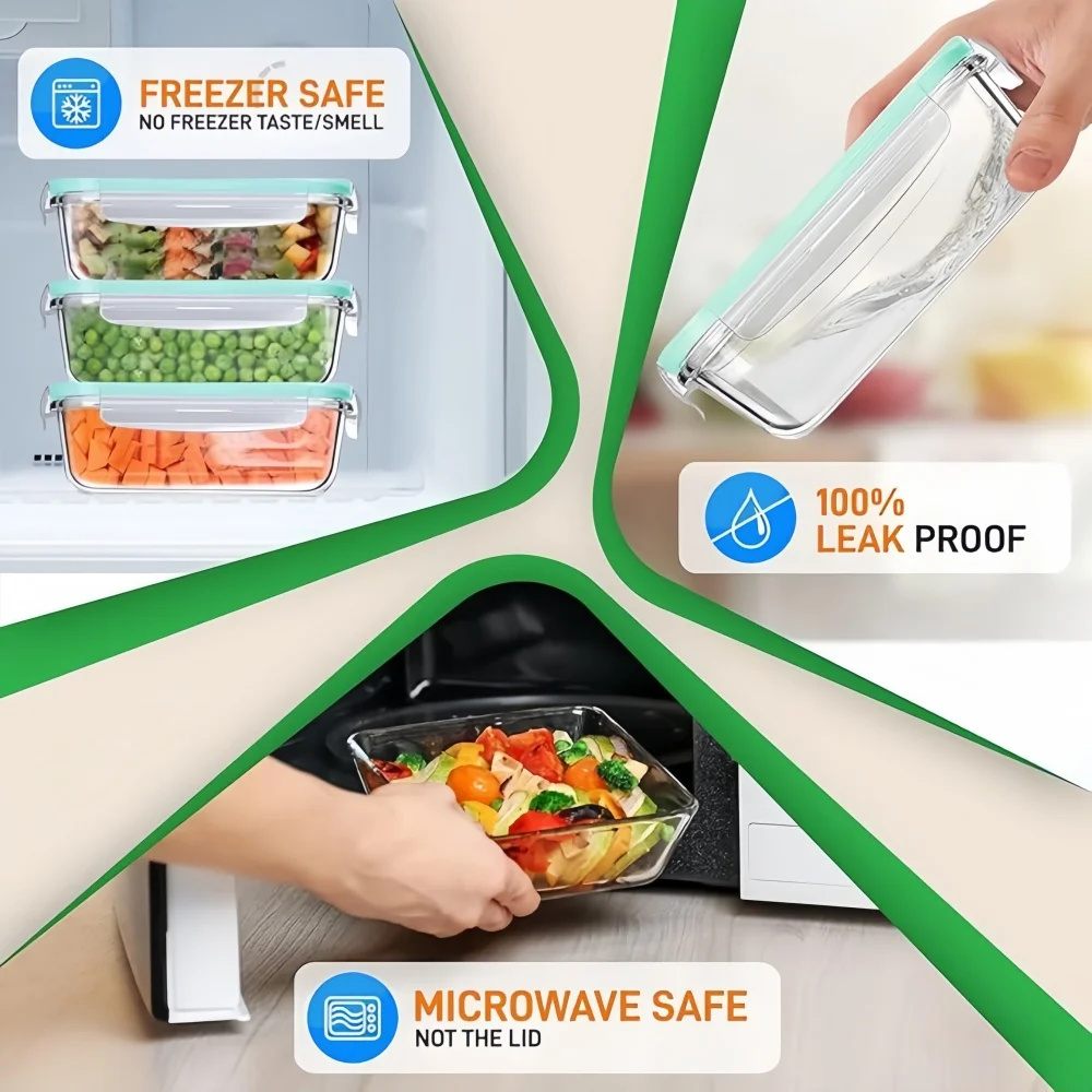 BPA-Free Glass Lunch Box Recta - مراجعة Meal Prep Rezepte وسعره