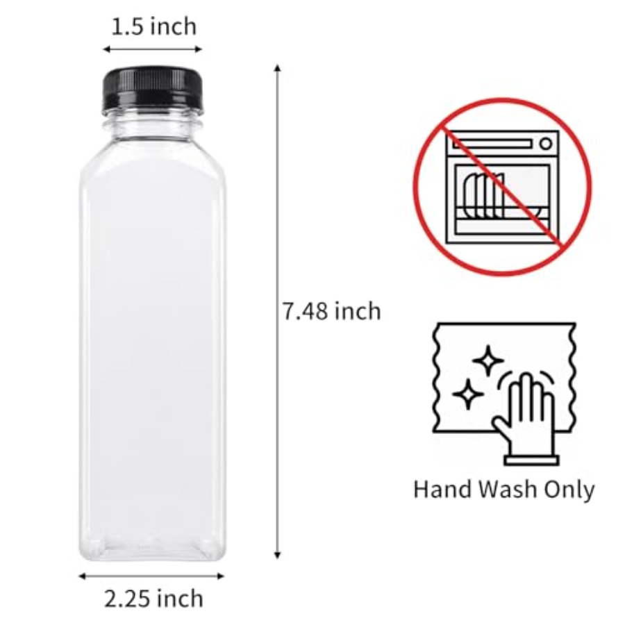 202636pcs 16oz Empty Plastic J - مراجعة Meal Prep Juice Bottles وسعره