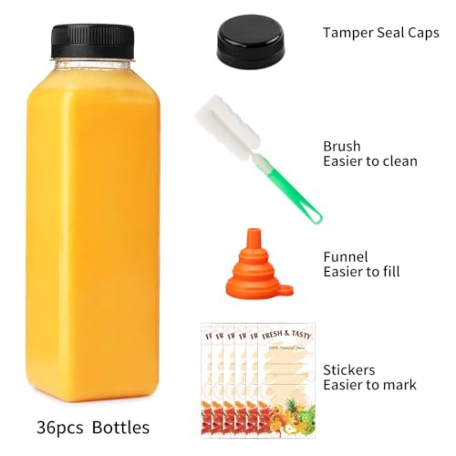 202636pcs 16oz Empty Plastic J - مراجعة Meal Prep Juice Bottles وسعره
